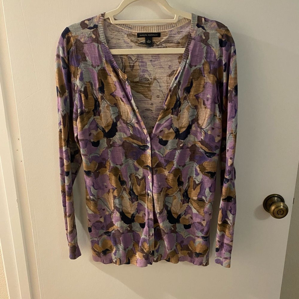 Banana Republic Beige and Purple Sweater
